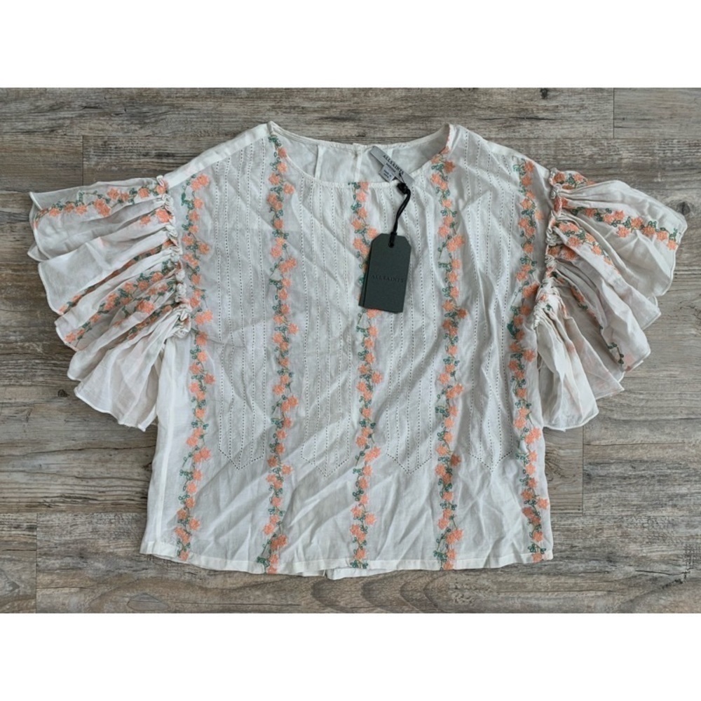 NWT ALLSAINTS ‘Aviana’ Floral Embroidered Top